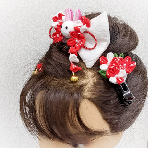 ☆七五三 髪飾り ☆ちりめんうさぎ ☆つまみ細工 ☆ヘアアイテム