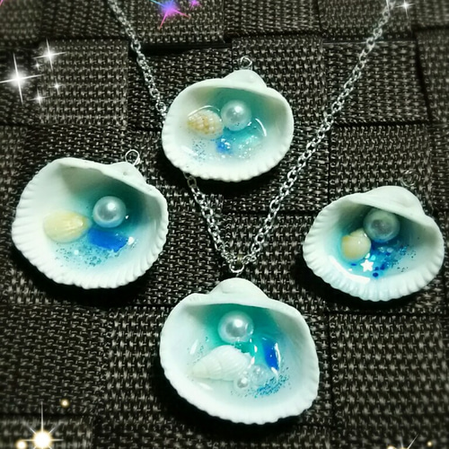 マーメイドの宝物☆貝殻ネックレス☆レジンアクセサリー