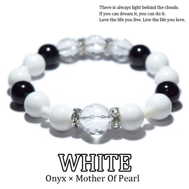 オニキス マザーオブパール ブレスレット ホワイト バイカラー モノトーン アクセサリー