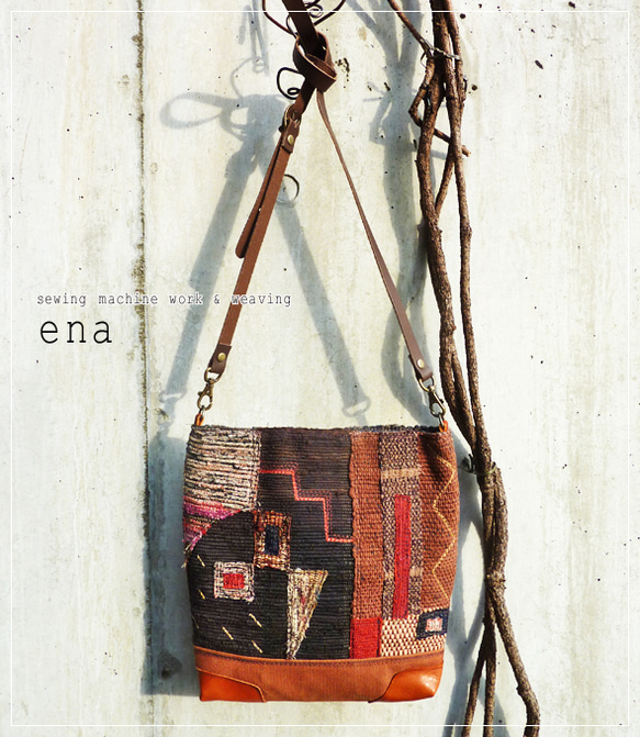 裂織ミシンワークポシェット 1枚目の画像