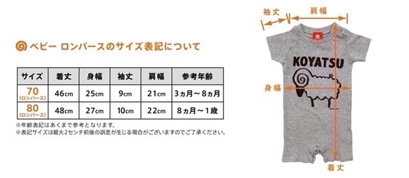 ＜在庫カラー・サイズのみの販売 半額割引3200円→1600円 在庫確認＞アチョ〜　ベビー半袖ロンパース　親子おそろい 8枚目の画像