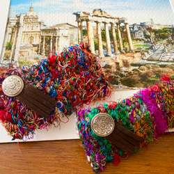 エスニックタッセルピアス☆ ネイティブチャーム ゴールド カラフル