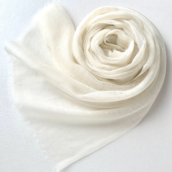 さらウール＊WOOLSILK＊生成り色＊ウールシルクストール 1枚目の画像
