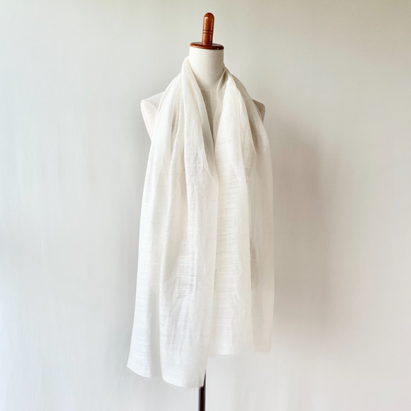 さらウール＊WOOLSILK＊生成り色＊ウールシルクストール 3枚目の画像