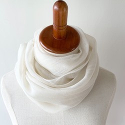 さらウール＊WOOLSILK＊生成り色＊ウールシルクストール 6枚目の画像