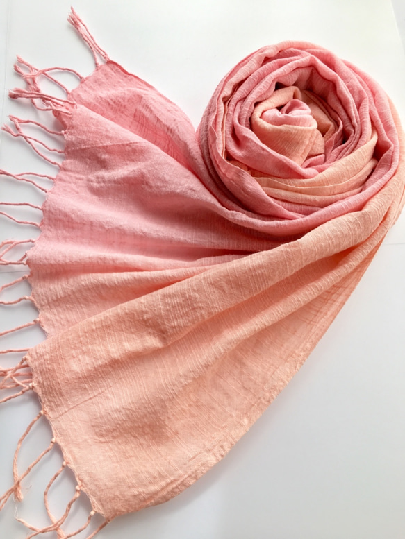 新品横振り刺繍小花柄ショールマフラーストールコットンニットチェリーレッドピンク赤 新品横振り刺繍小花柄ショールマフラーストールコットンニット