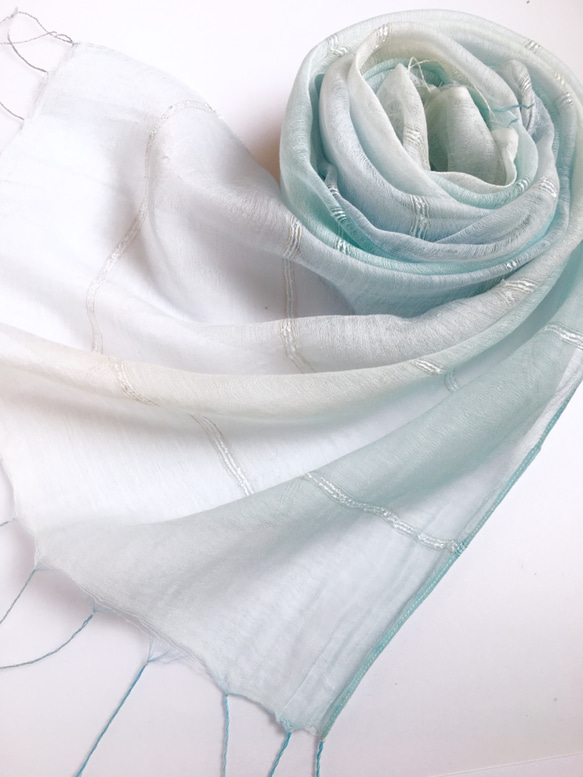 *淡水顏色×天藍*柔軟的絲巾披肩 第1張的照片