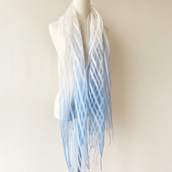 Sarafuwa Cool Silk *淺藍色 x 天藍色 x 白色 *Organdy Stole 第3張的照片