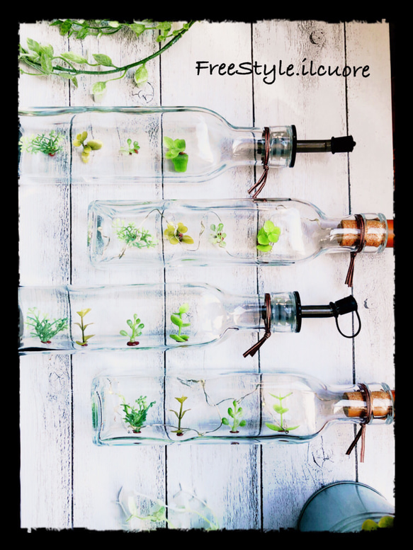 〜LEDとミニグリーンの2weyガラスボトル. 2本セット〜 5枚目の画像