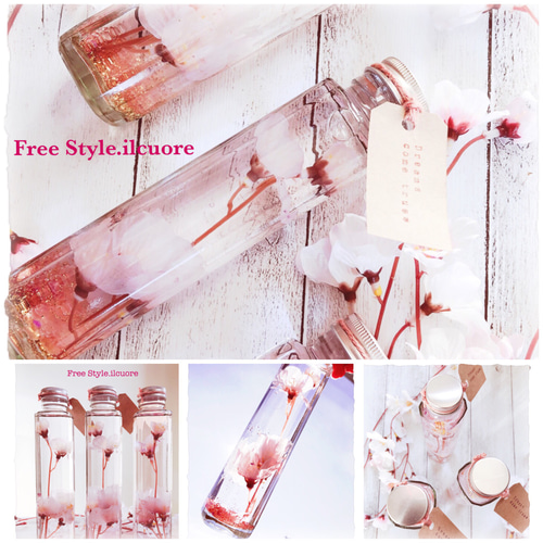 ❀桜舞う、春のスノードームボトル〜ハーバリウム風〜ソメイヨシノ  