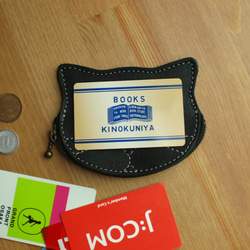 猫モチーフの本革コイン＆カードケース / tama -turquoise blue- 7枚目の画像