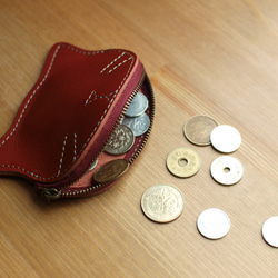 猫モチーフの本革コイン＆カードケース / tama -green- 6枚目の画像