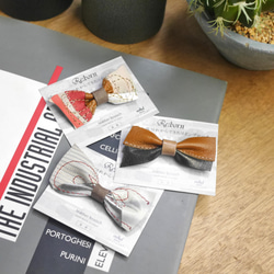 【送料無料】本革の端切れからできたリボンブローチ / Re:born (３個１セット-039-) 1枚目の画像