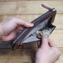 本革の薄型Ｌ型ファスナー財布 / style -winered- 3枚目の画像