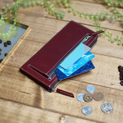 本革の薄型Ｌ型ファスナー財布 / style -winered- 8枚目の画像