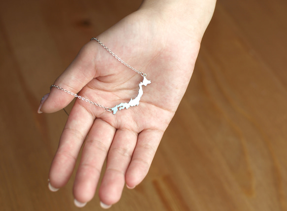 日本列島デザインネックレス Japan small -silver- 2枚目の画像