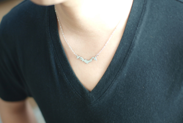 日本列島デザインネックレス Japan small -silver- 4枚目の画像