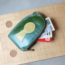 前方後円墳デザインのコイン＆カードケース / Kofun -green- 1枚目の画像