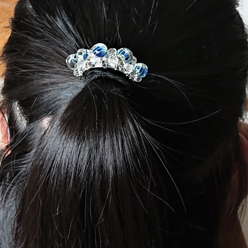 ポニーフック（ヘアアクセ）◇USAハンドメイドグラス ”ブルー