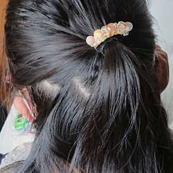 ポニーフック（ヘアアクセ）◇USAハンドメイドグラス　”ピーチペブル”　 3枚目の画像