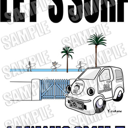 【受注生産品】LET'S SURF_車Tシャツ_S~Lサイズ（ホワイト） 2枚目の画像