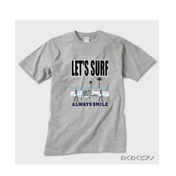 【受注生産品】LET'S SURF_neko縦ヤシの木Tシャツ_S~Lサイズ（グレー） 1枚目の画像