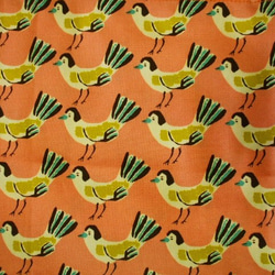 【セール品】鳥柄プリント トートバック  綿１００％　サーモンピンク色 5枚目の画像