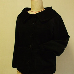 ベッチン素材 大きなショールカラーのジャケット(裏地無し)８～９分丈袖　着丈短め　Ｍ～Ｌサイズ　黒 8枚目の画像
