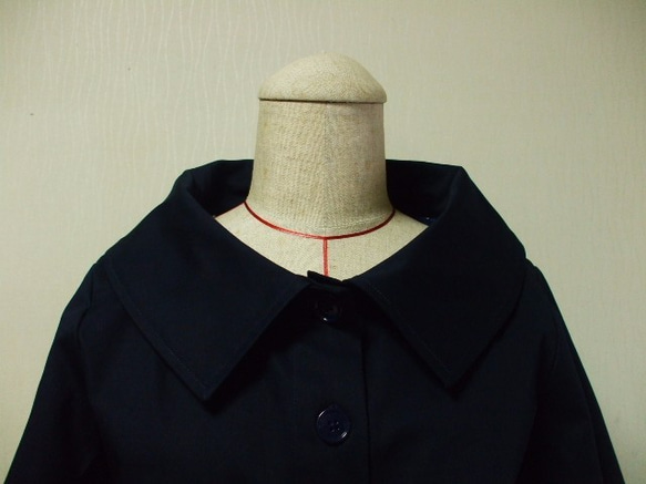 【生産終了】大きなショールカラーのジャケット(裏地無し)８～９分丈袖　着丈短め　Ｍ～Ｌサイズ　濃紺色 受注生産 2枚目の画像