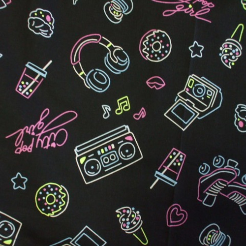 80'S風ネオンサイン柄 オーバーサイズシャツワンピース M～LL
