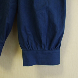 青色 シワ加工生地 バルーンパンツ　Ｍ～ＬＬサイズ　綿１００％　受注生産 3枚目の画像