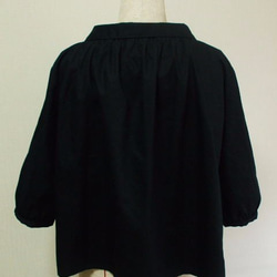 【在庫無し】小さいショールカラーのブラウス 着丈６５ｃｍ M~Lサイズ 黒 受注生産 4枚目の画像