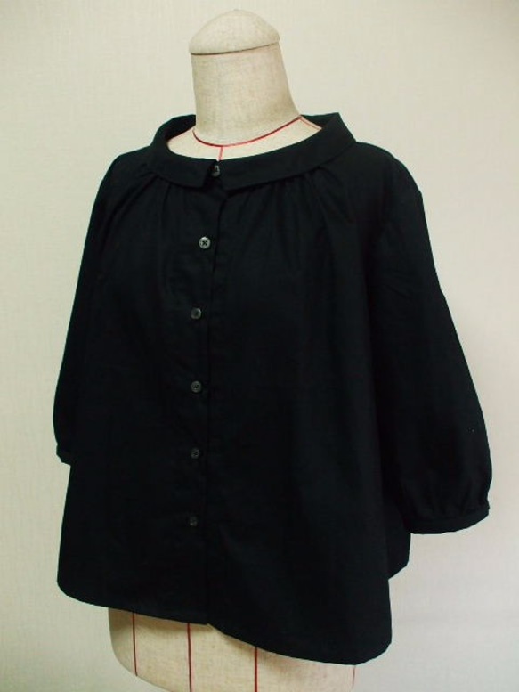 【在庫無し】小さいショールカラーのブラウス 着丈６５ｃｍ M~Lサイズ 黒 受注生産 5枚目の画像