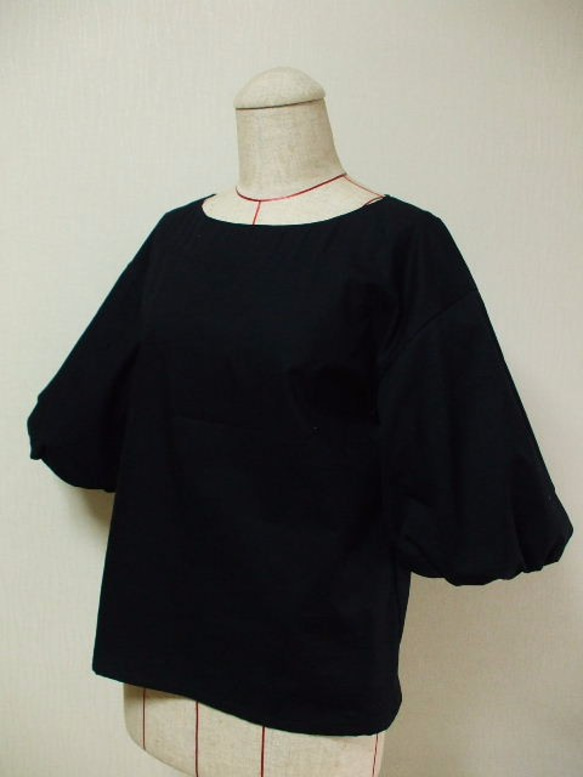 ラウンドネック バルーン５分丈袖プルオーバー M~Ｌサイズ 黒 受注生産 4枚目の画像