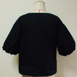 ラウンドネック バルーン５分丈袖プルオーバー M~Ｌサイズ 黒 受注生産 5枚目の画像