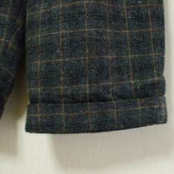 ウール混 裾ダブル折りひざ丈パンツ Ｍサイズ グレー地×チェック柄 3枚目の画像