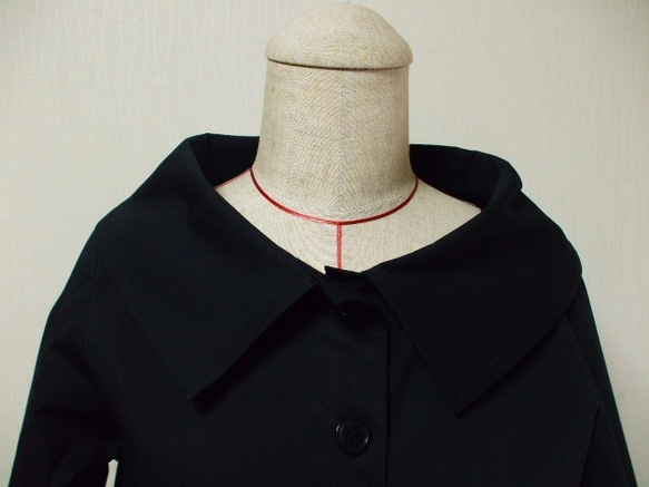 大きなショールカラーのジャケット７分丈袖　Ｍ～Ｌサイズ　黒 2枚目の画像