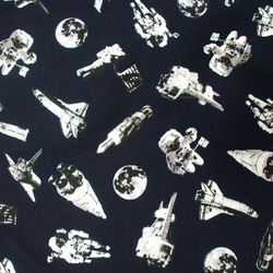 【セール品】宇宙飛行士＆スペースシャトル柄 ハーフパンツ両脇ポケット付き 綿１００％ Ｍ～ＬＬサイズ 濃紺 5枚目の画像