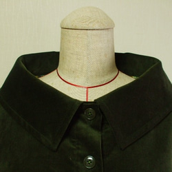 コーデュロイ素材  大きなショールカラーのジャケット(裏地無し)８～９分丈袖　Ｍ～Ｌサイズ カーキ色 2枚目の画像