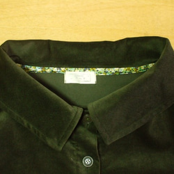 コーデュロイ素材  大きなショールカラーのジャケット(裏地無し)８～９分丈袖　Ｍ～Ｌサイズ カーキ色 6枚目の画像