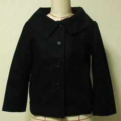 綿素材　大きな衿のジャケット　Ｍ～Ｌサイズ　黒 1枚目の画像