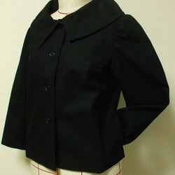 綿素材　大きな衿のジャケット　Ｍ～Ｌサイズ　黒 3枚目の画像
