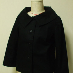 綿素材　大きな衿のジャケット　Ｍ～Ｌサイズ　黒 4枚目の画像