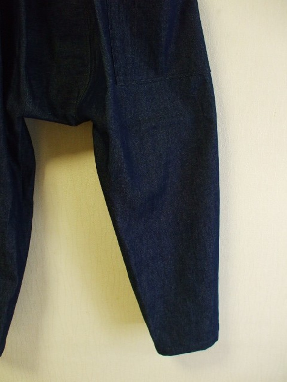サルエルパンツ ８オンスデニム 濃いめの紺色  綿１００％ Ｍ～Ｌサイズ 受注生産 5枚目の画像