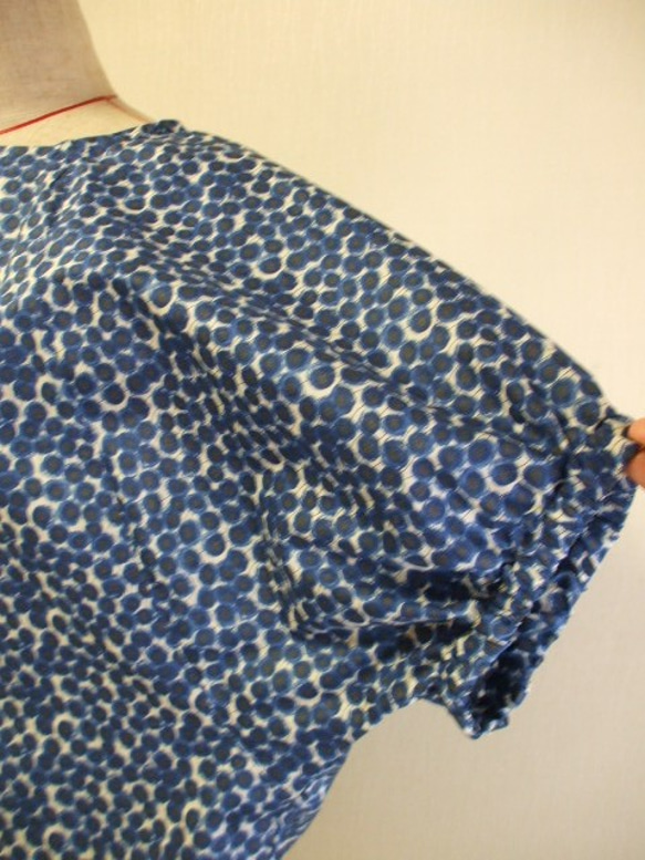 リバティタナローン  ザンジー・サンビーム ラウンドネック ラグラン切替え５丈袖プルオーバー M~LLサイズ 青 3枚目の画像