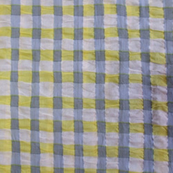 黄色手描き風ギンガムチェック柄 ラウンドネックフレンチスリーブプルオーバー M~Lサイズ  綿１００％ 受注生産 7枚目の画像