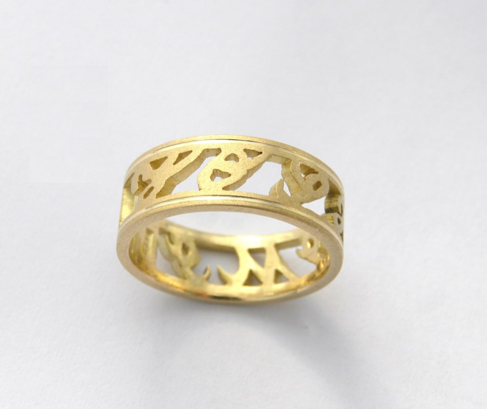 K18手造り鍛造透かしオーダーネームリング 指輪・リング jewel-shiko