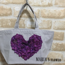 flower heart トートバッグ ランチトート ラッピング ブーケバック マザーズバック 1枚目の画像