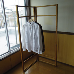 ハンガーラック ポールハンガー 木製ハンドメイド 木製棚 古材風 店舗