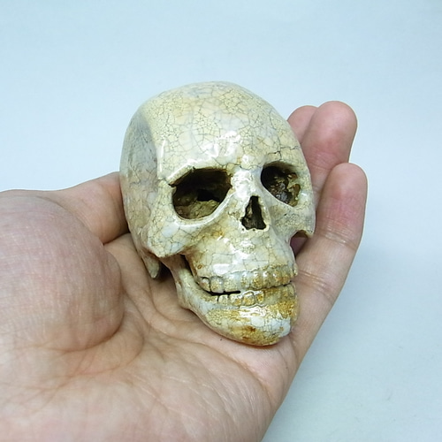 根付け 友親 骨董品 ドクロ 髑髏 ◇『ドクロ 下顎付』(髑髏) atelier_juni 陶芸細工 その他置物